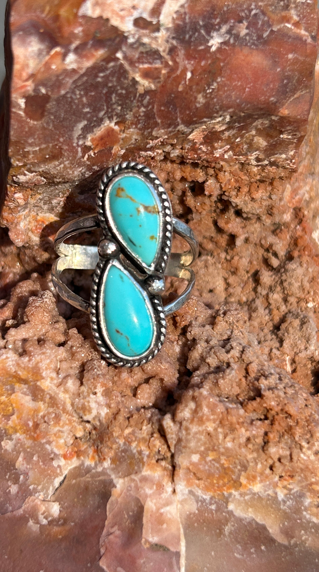 2 Stone Turquoise ring Size 6.5