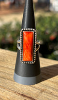 Orange spiny bar ring size 6.75