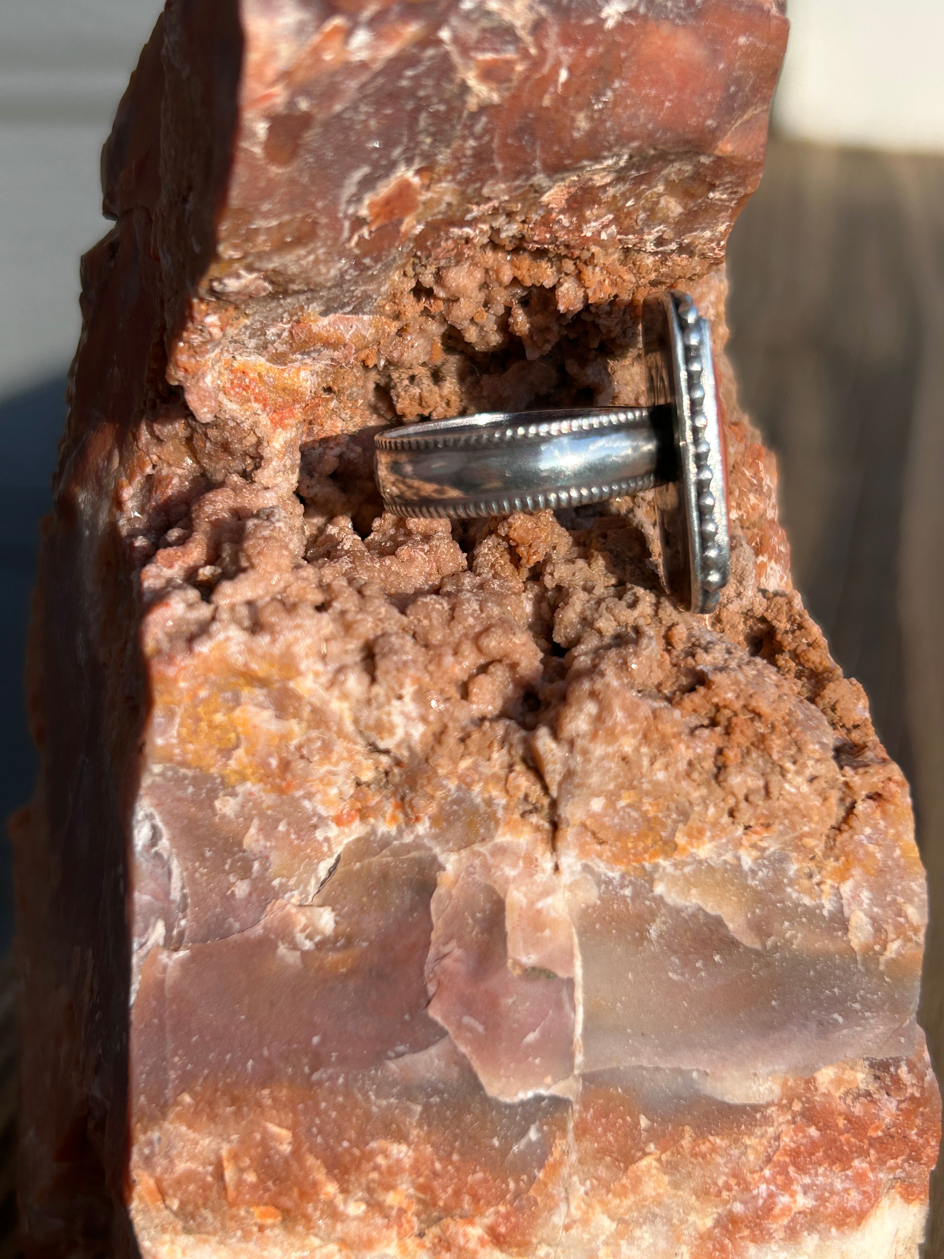 Orange spiny and Sterling silver ring
