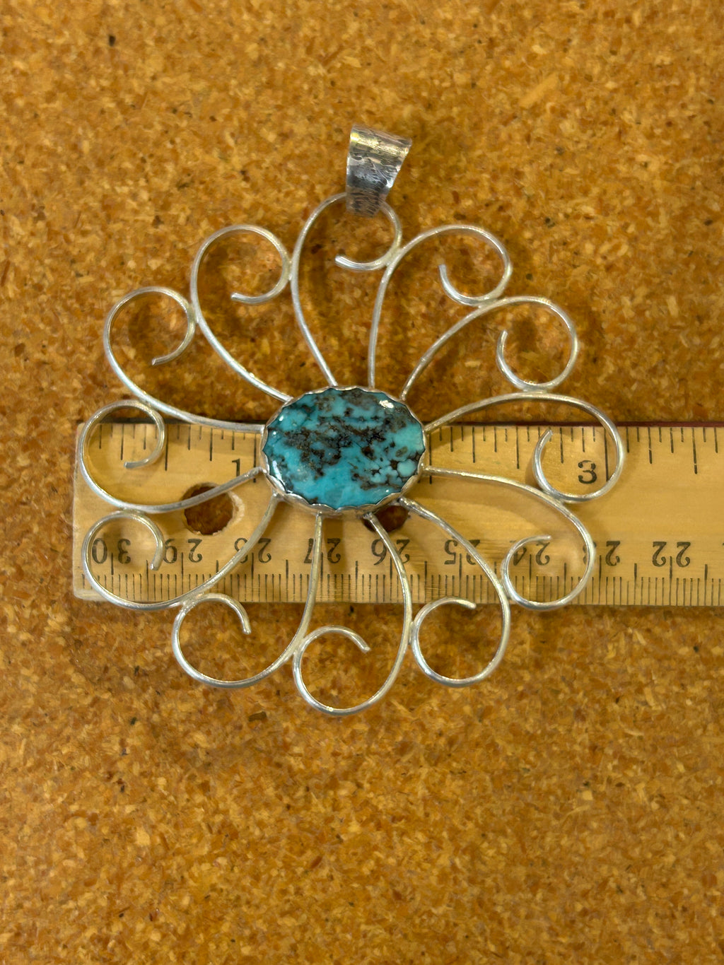 Large Flower Pendant w/Hubei Turquoise Center