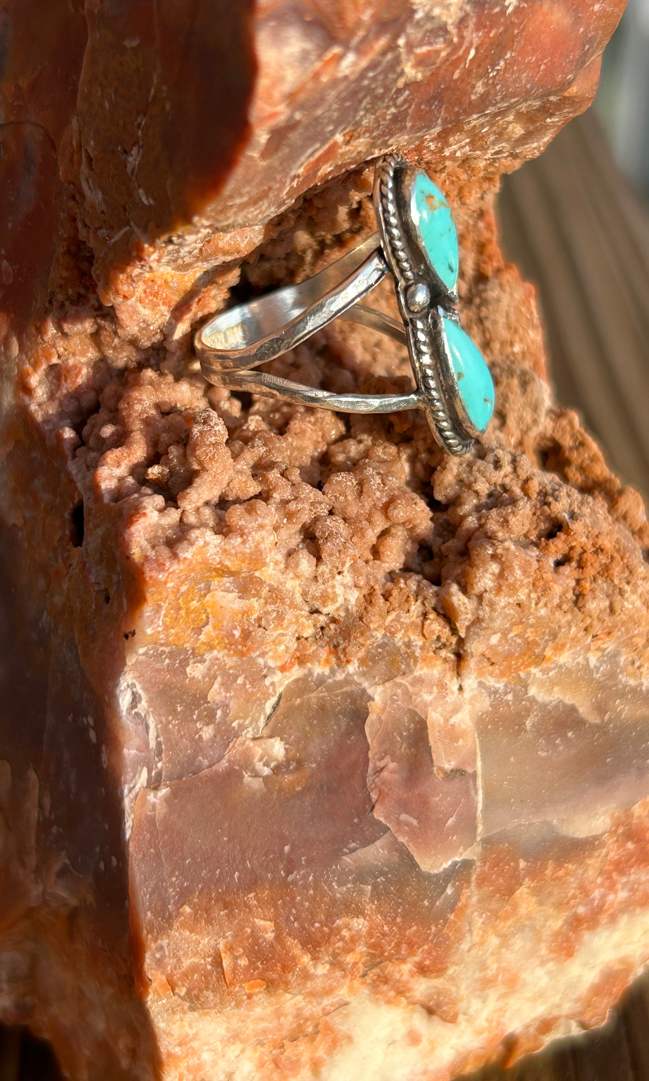 2 Stone Turquoise ring Size 6.5