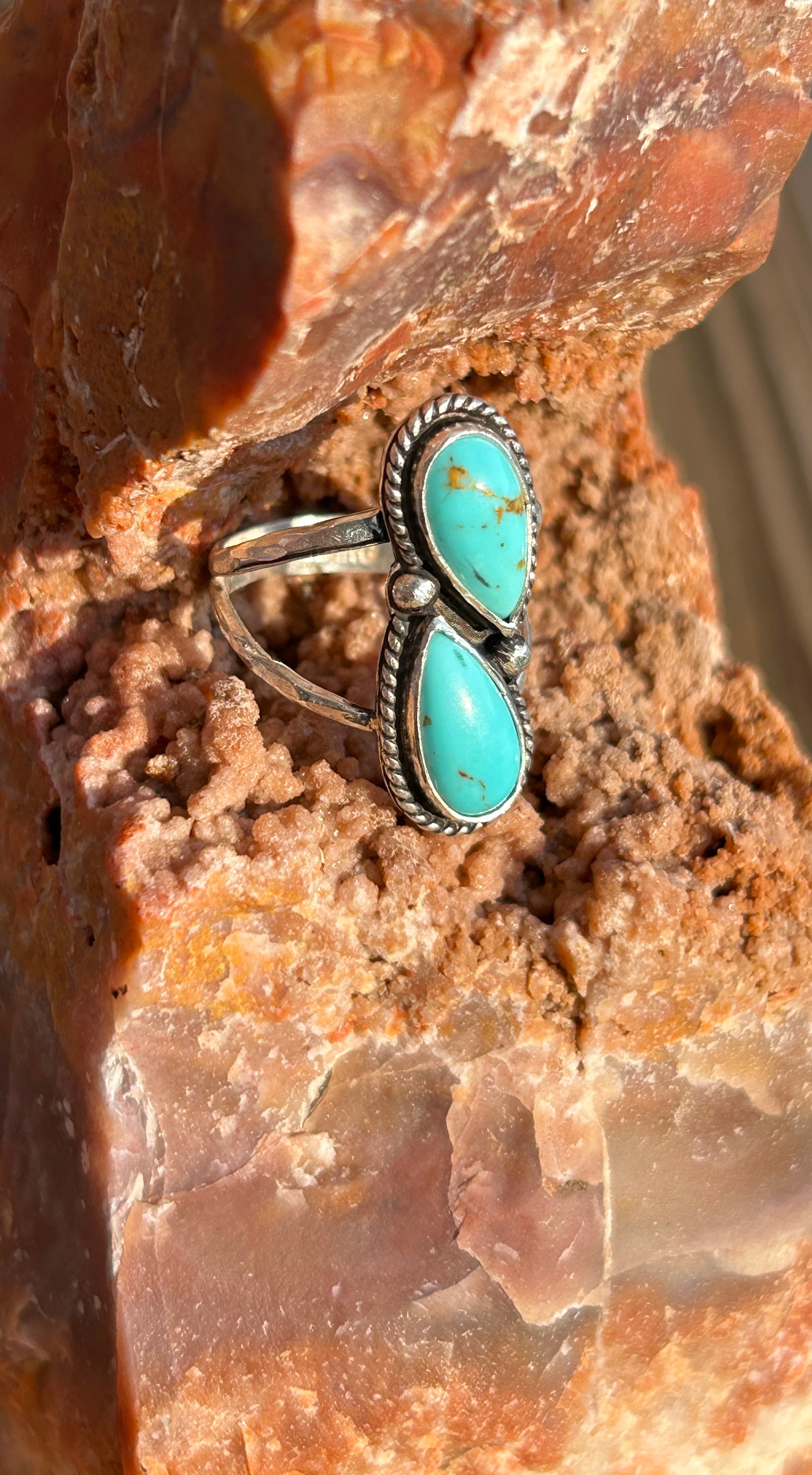 2 Stone Turquoise ring Size 6.5