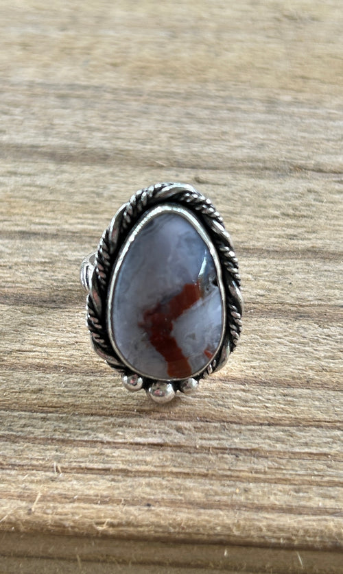 Brown and Gray Agate Ring size 7