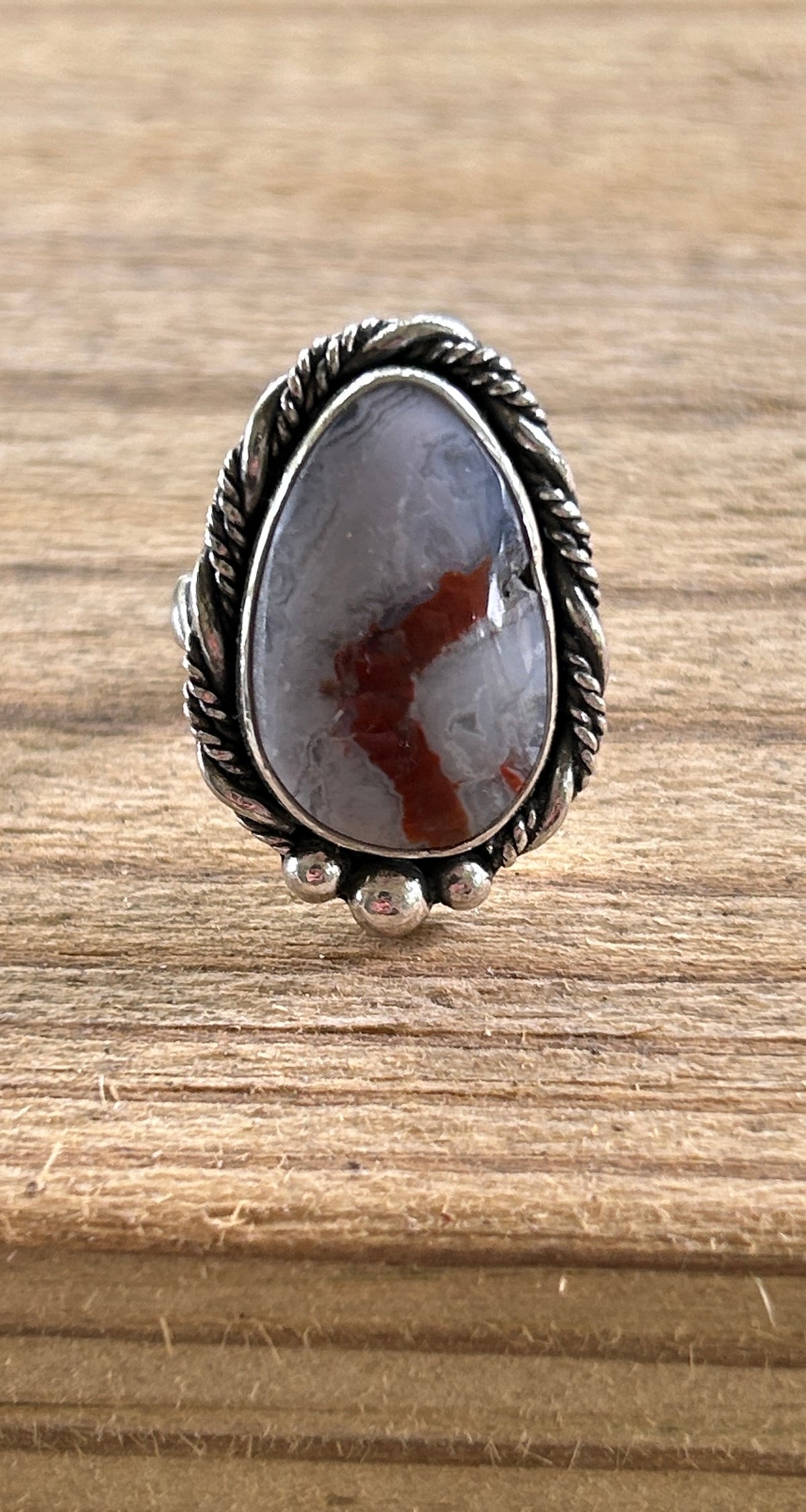 Brown and Gray Agate Ring size 7