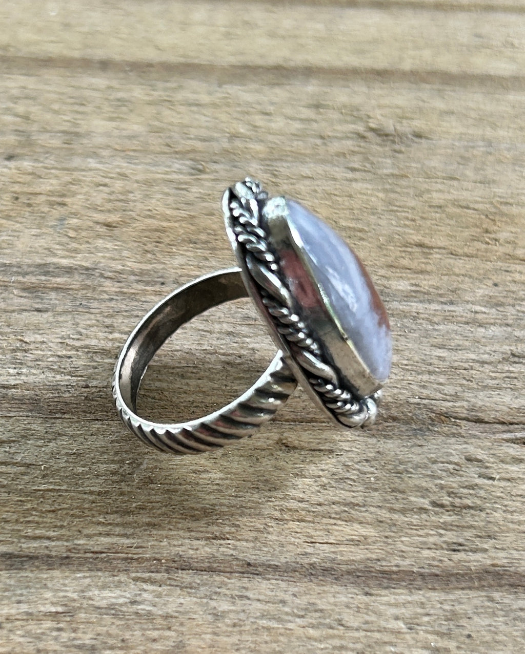 Brown and Gray Agate Ring size 7