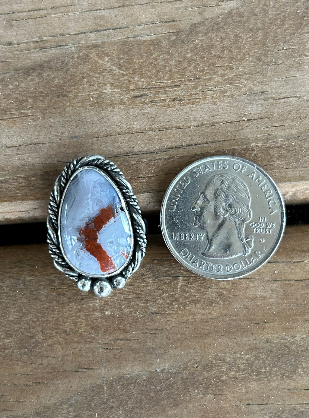 Brown and Gray Agate Ring size 7