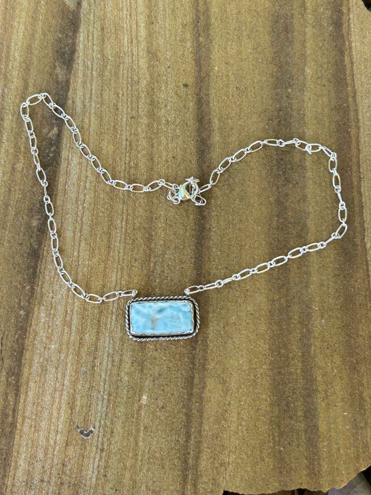 Larimar Bar Necklace