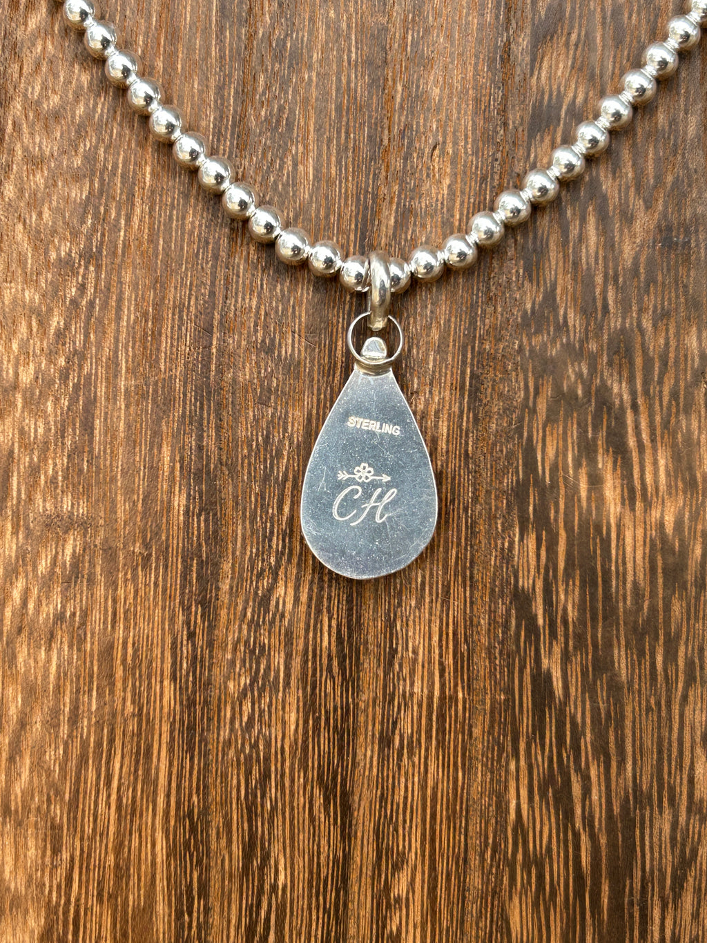 Sterling Silver Natural Larimar Teardrop Necklace
