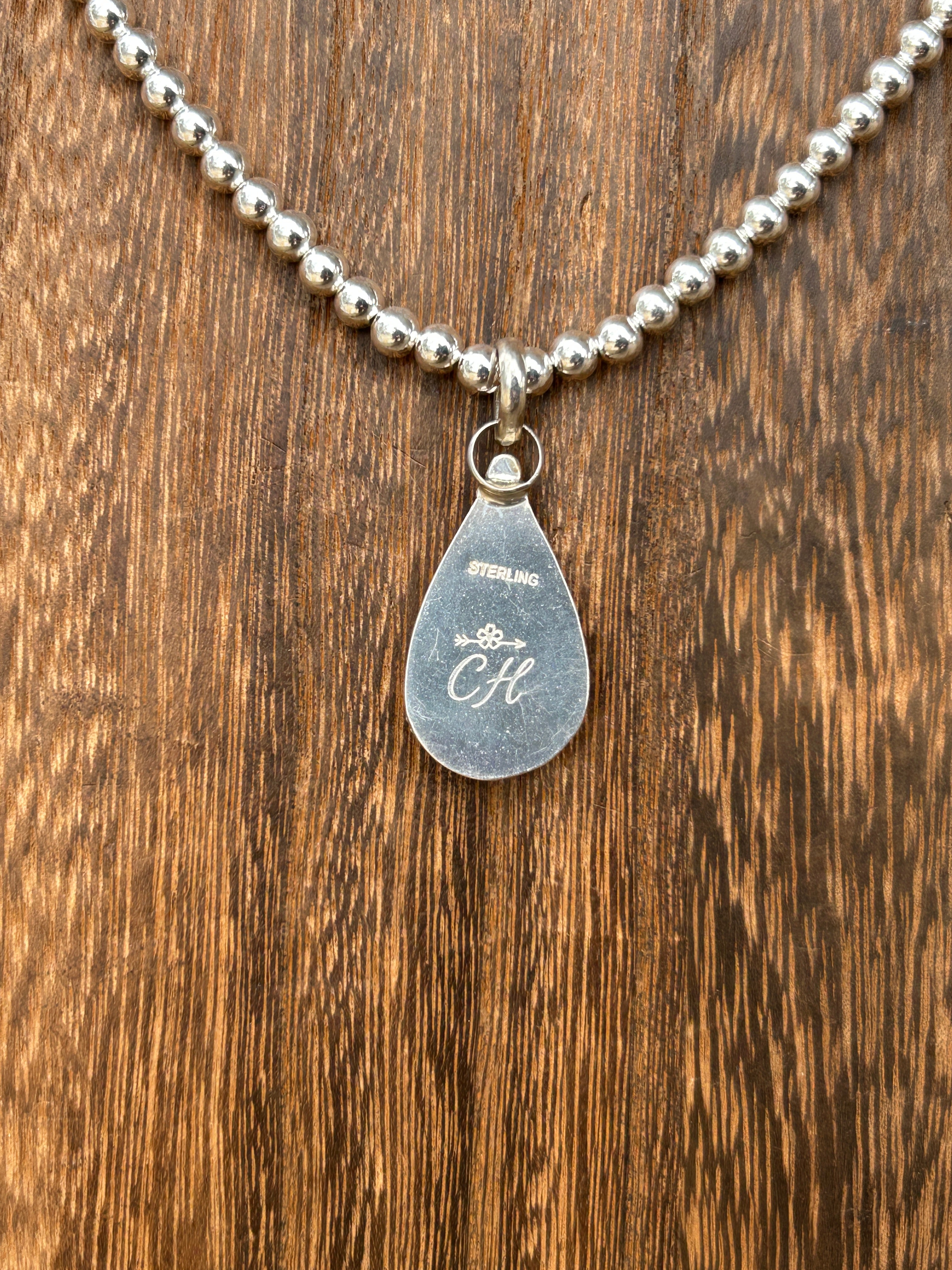 Sterling Silver Natural Larimar Teardrop Necklace